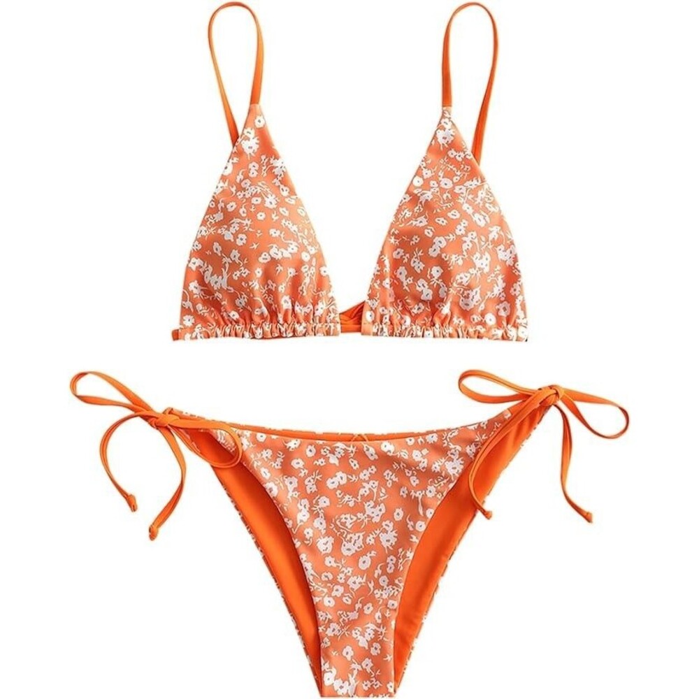 Women’s Orange Bikini Set Size M – Two Piece Swimwear – Adjustable Fit – Bright